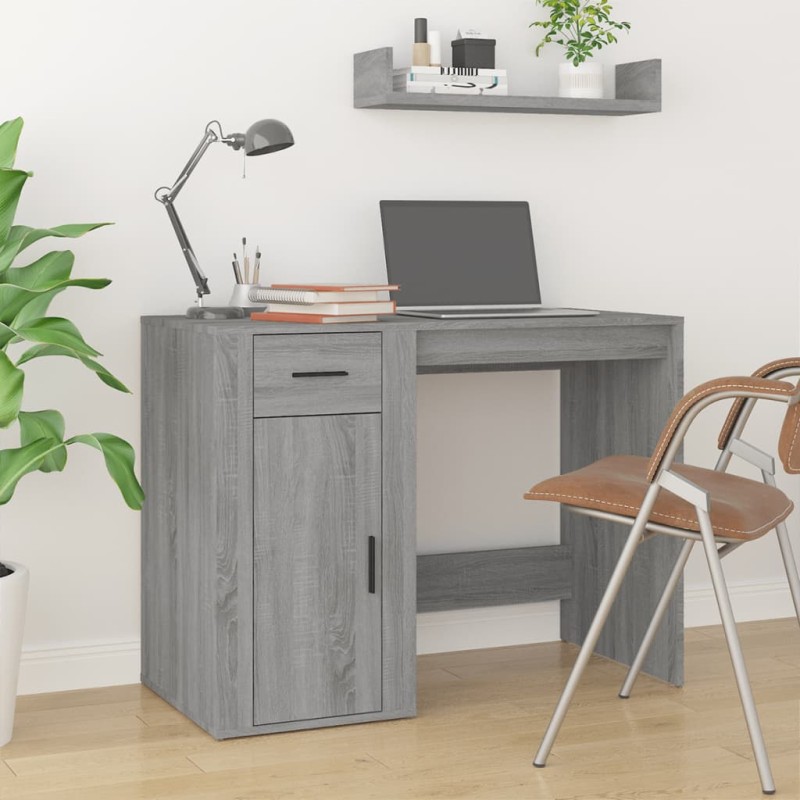 vidaXL Escritorio de madera contrachapada gris Sonoma 100x49x75 cm vidaXL Escritorio de madera contrachapada gris Sonoma 100x49x75 cm