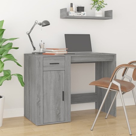 vidaXL Escritorio de madera contrachapada gris Sonoma 100x49x75 cm