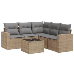 vidaXL Juego de sofás jardín con cojines 6 pzas ratán sintético beige