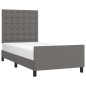 vidaXL Estructura de cama con cabecero cuero sintético gris 100x200 cm vidaXL Estructura de cama con cabecero cuero sintético gris 100x200 cm