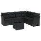 vidaXL Set de comedor de jardín 7 pzas y cojines ratán sintético negro vidaXL Set de comedor de jardín 7 pzas y cojines ratán sintético negro