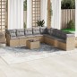 vidaXL Juego de sofás jardín con cojines beige 10 pzas ratán sintético