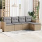 vidaXL Juego de sofás jardín con cojines 5 pzas ratán sintético beige vidaXL Juego de sofás jardín con cojines 5 pzas ratán sintético beige