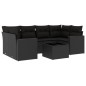 vidaXL Set de comedor de jardín 7 pzas y cojines ratán sintético negro vidaXL Set de comedor de jardín 7 pzas y cojines ratán sintético negro