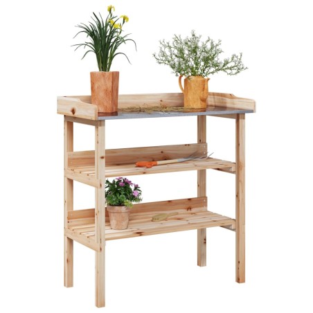 vidaXL Mesa para plantas con estantes madera maciza abeto 78x38x82,5cm