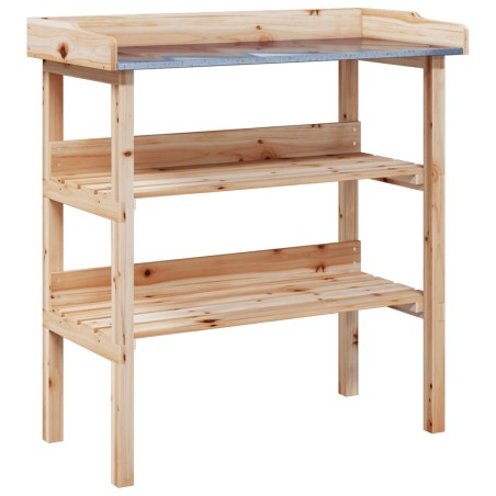 vidaXL Mesa para plantas con estantes madera maciza abeto 78x38x82,5cm