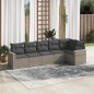vidaXL Set de muebles de jardín 6 pzas y cojines ratán sintético gris vidaXL Set de muebles de jardín 6 pzas y cojines ratán sintético gris