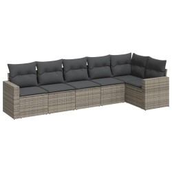 vidaXL Set de muebles de jardín 6 pzas y cojines ratán sintético gris