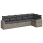 vidaXL Set de muebles de jardín 6 pzas y cojines ratán sintético gris vidaXL Set de muebles de jardín 6 pzas y cojines ratán sintético gris