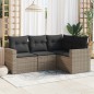vidaXL Set de sofás de jardín 4 pzas y cojines ratán sintético gris vidaXL Set de sofás de jardín 4 pzas y cojines ratán sintético gris