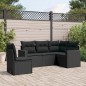 vidaXL Set de muebles de jardín 5 pzas y cojines ratán sintético negro