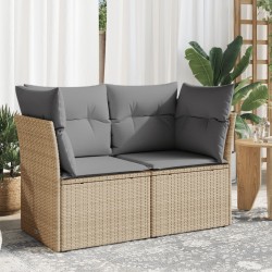 vidaXL Sofá de jardín con cojines de 2 plazas ratán sintético beige