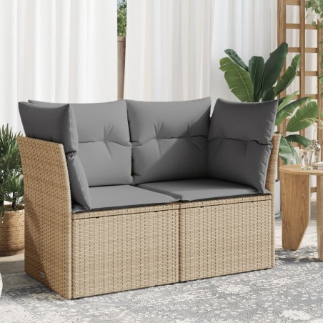 vidaXL Sofá de jardín con cojines de 2 plazas ratán sintético beige