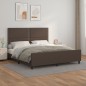 vidaXL Estructura de cama cabecero cuero sintético marrón 180x200 cm
