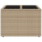 vidaXL Mesa de jardín superficie de vidrio ratán PE beige 55x55x37 cm