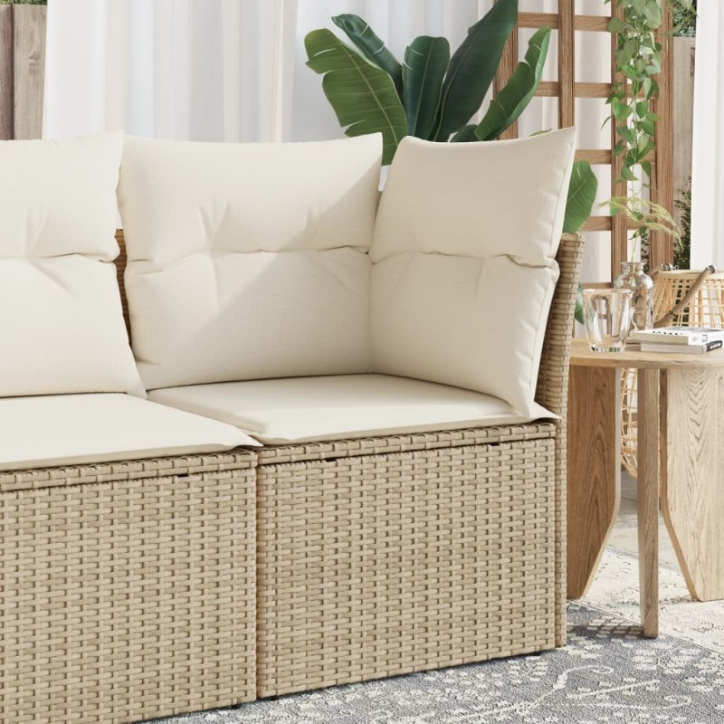vidaXL Sillón de esquina de jardín con cojines ratán sintético beige vidaXL Sillón de esquina de jardín con cojines ratán sintético beige