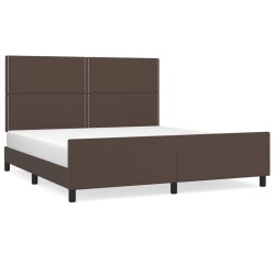 vidaXL Estructura de cama cabecero cuero sintético marrón 180x200 cm