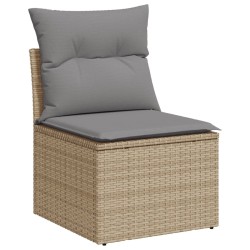 vidaXL Sofá de jardín sin reposabrazos con cojines ratán PE beige