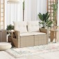 vidaXL Sofá de jardín con cojines de 2 plazas ratán sintético beige vidaXL Sofá de jardín con cojines de 2 plazas ratán sintético beige