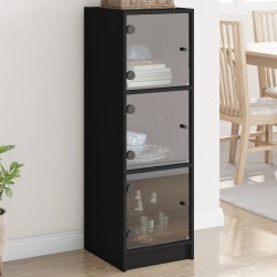 vidaXL Aparador con puertas de vidrio negro 35x37x109 cm