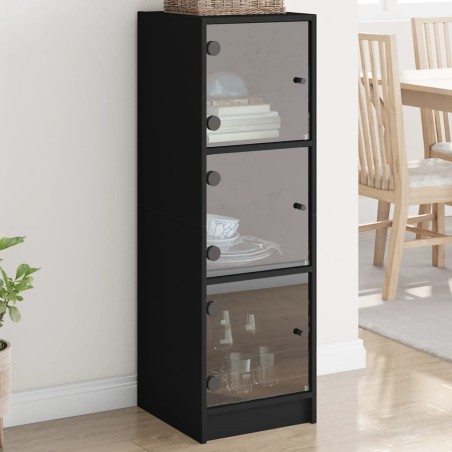 vidaXL Aparador con puertas de vidrio negro 35x37x109 cm