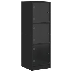 vidaXL Aparador con puertas de vidrio negro 35x37x109 cm