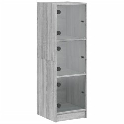 vidaXL Aparador con puertas de vidrio gris Sonoma 35x37x109 cm