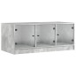 vidaXL Mesa de centro con puertas de vidrio grs hormigón 102x50x42 cm vidaXL Mesa de centro con puertas de vidrio grs hormigón 102x50x42 cm