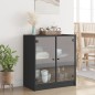 vidaXL Armario auxiliar con puertas de vidrio negro 68x37x75,5 cm vidaXL Armario auxiliar con puertas de vidrio negro 68x37x75,5 cm