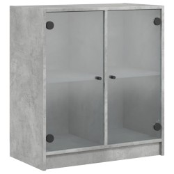 vidaXL Armario auxiliar puertas de vidrio gris hormigón 68x37x75,5 cm