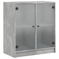vidaXL Armario auxiliar puertas de vidrio gris hormigón 68x37x75,5 cm