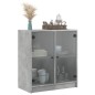 vidaXL Armario auxiliar puertas de vidrio gris hormigón 68x37x75,5 cm