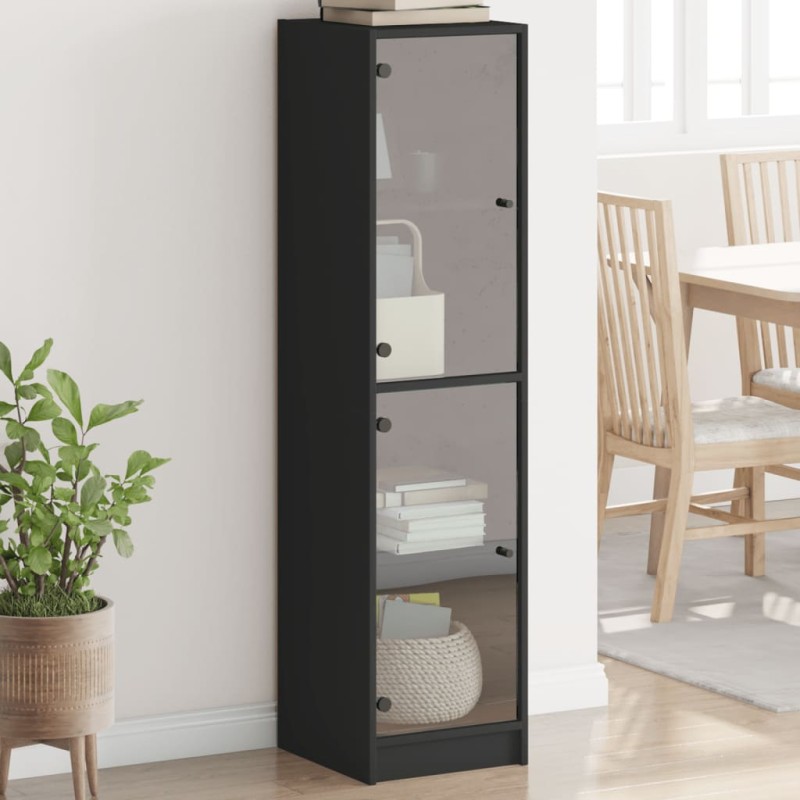 vidaXL Aparador con puertas de vidrio negro 35x37x142 cm vidaXL Aparador con puertas de vidrio negro 35x37x142 cm