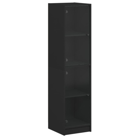 vidaXL Aparador con puertas de vidrio negro 35x37x142 cm