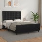vidaXL Estructura de cama con cabecero cuero sintético negro 140x190cm vidaXL Estructura de cama con cabecero cuero sintético negro 140x190cm