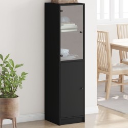 vidaXL Aparador con puerta de vidrio negro 35x37x142 cm