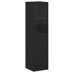 vidaXL Aparador con puerta de vidrio negro 35x37x142 cm