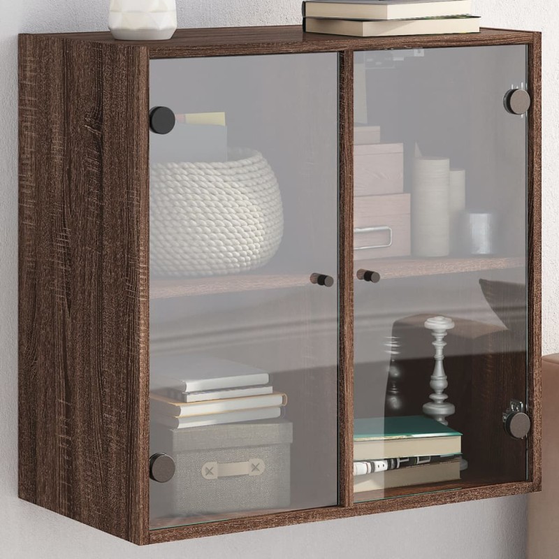 vidaXL Mueble de pared puertas de vidrio marrón roble 68x37x68,5 cm vidaXL Mueble de pared puertas de vidrio marrón roble 68x37x68,5 cm