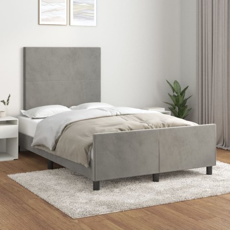 vidaXL Estructura de cama con cabecero terciopelo gris claro 120x200cm