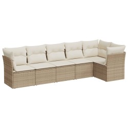 vidaXL Juego de sofás jardín con cojines 6 pzas ratán sintético beige