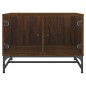 vidaXL Mesa de centro con puertas de vidrio marrón roble 68,5x50x50 cm vidaXL Mesa de centro con puertas de vidrio marrón roble 68,5x50x50 cm