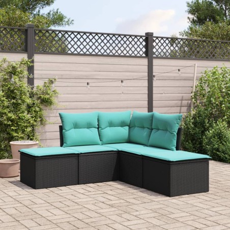 vidaXL Set de muebles de jardín 5 pzas y cojines ratán sintético negro