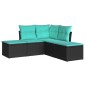 vidaXL Set de muebles de jardín 5 pzas y cojines ratán sintético negro vidaXL Set de muebles de jardín 5 pzas y cojines ratán sintético negro