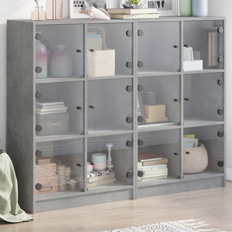 vidaXL Estantería con puertas madera de ingeniería gris 136x37x109 cm vidaXL Estantería con puertas madera de ingeniería gris 136x37x109 cm