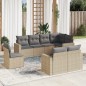 vidaXL Juego de sofás de jardín con cojines beige 8 pzas ratán PE vidaXL Juego de sofás de jardín con cojines beige 8 pzas ratán PE