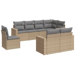 vidaXL Juego de sofás de jardín con cojines beige 8 pzas ratán PE