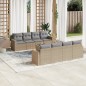 vidaXL Set de sofás de jardín 9 pzas con cojines ratán sintético beige vidaXL Set de sofás de jardín 9 pzas con cojines ratán sintético beige