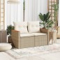vidaXL Sofá de jardín con cojines de 2 plazas ratán sintético beige vidaXL Sofá de jardín con cojines de 2 plazas ratán sintético beige