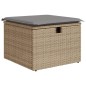 vidaXL Taburete de jardín con cojín ratán sintético beige 55x55x37cm vidaXL Taburete de jardín con cojín ratán sintético beige 55x55x37cm