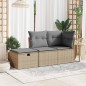 vidaXL Taburete de jardín con cojín ratán sintético beige 55x55x37cm vidaXL Taburete de jardín con cojín ratán sintético beige 55x55x37cm